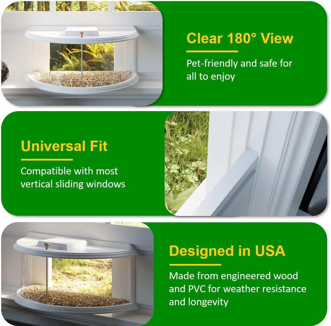 Boss Premium ClearBird Indoor Window Bird Feeder Inside House for See Through Viewing Mounted Insert Feeding Station with Sealing Foam Tape, 24 to 32