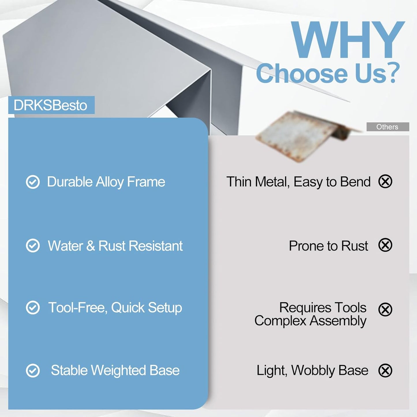 2-Pack Metal Floor Sign Stand Holders with Adjustable Foam Board Stand Base. Fits signs 0.25"–1.5" thick, up to 72" tall. Compatible with foam board & acrylic glass. Base only.