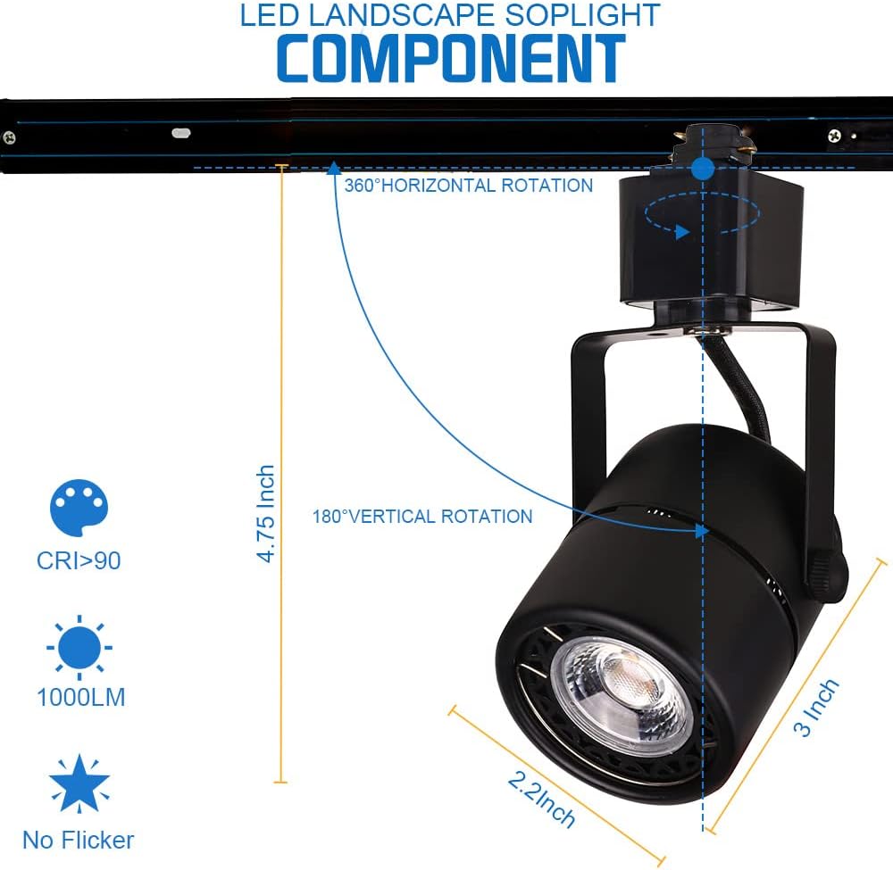 EAGLOD 10W H Track Light Heads,CRI90+ Adjustable LED Track Light Fixtures for Accent Retail Artwork, Linear Track Light H Type -3000K Warm White 120V