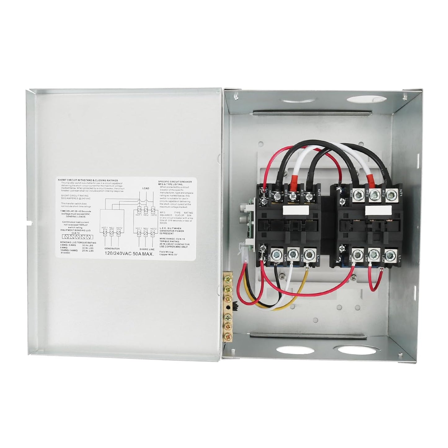 Nirakoka RV Automatic Transfer Switch, Rated 240VAC 50A 70A Neutral - Applied to RV, Speedboats, 120/240 Volt Power Sources