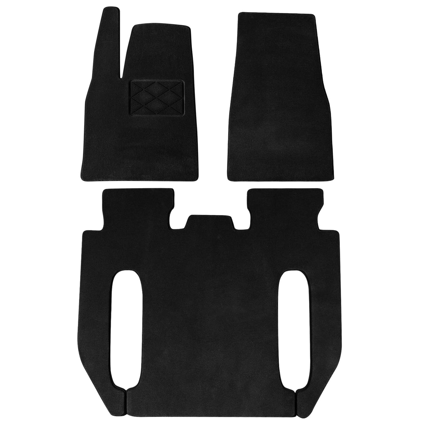 Car Floor Mats for Tesla Model X 6 Seats 2022-2025, 0.63in Ultra-Thick Premium Wool, Black, Noise-Reducing, Moisture-Absorbing and Moisture-Proof, Front & Rear Seat Car Rug 3PCS (Black) Model X 6 Seater-Carbon Black