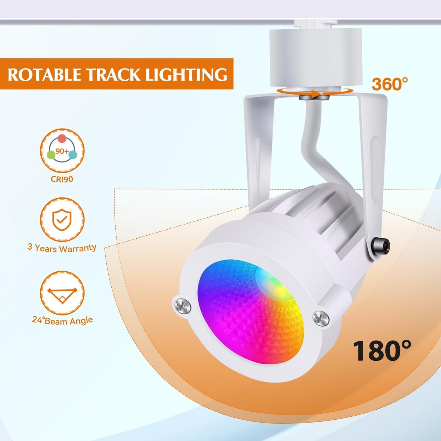 AOAXL 10W RGBW H Type Track Light Heads, 16 Color Changing and Warm White LED Track Lighting Fixtures for Kitchen, Dining Room, Wall, Art