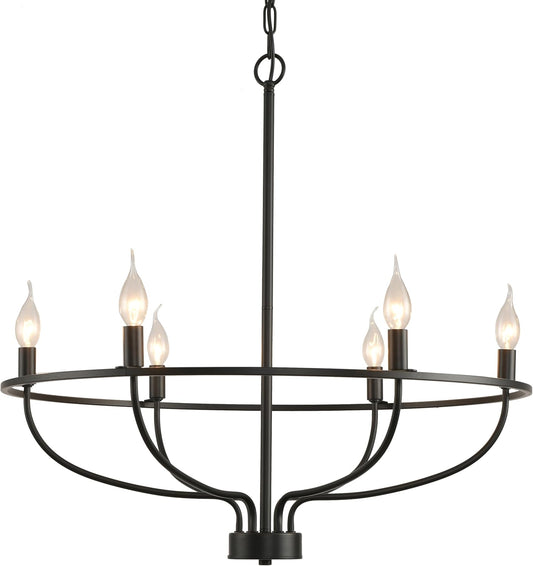 TDGXFL Modern Farmhouse Chandelier 6-Light Rustic Industrial Candle Chandelier Light Fixture Gold Pendant Light Fixtures Ceiling Hanging Lamp for