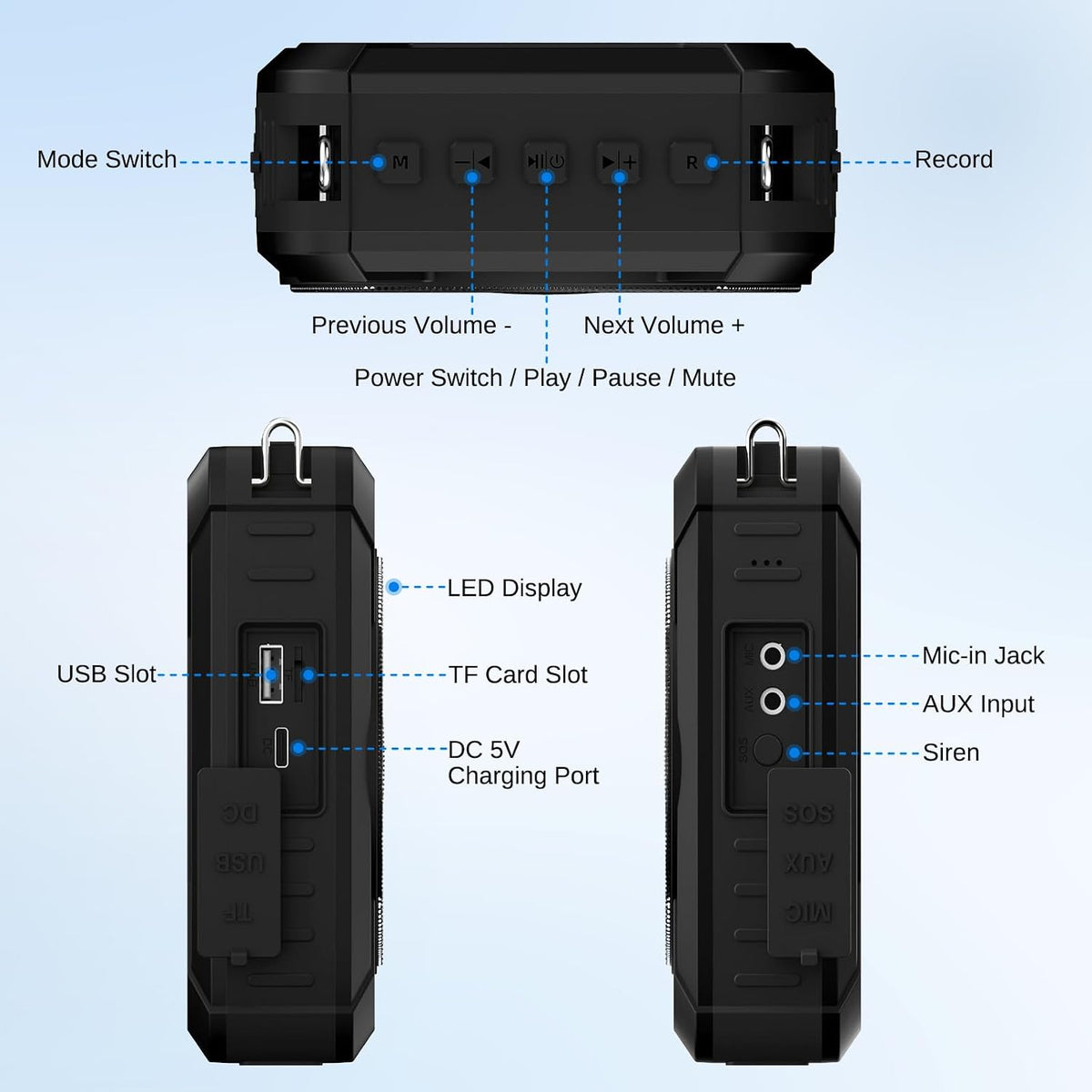 20W Portable Voice Amplifier for Teachers, Wireless Mic, PA Speaker M802