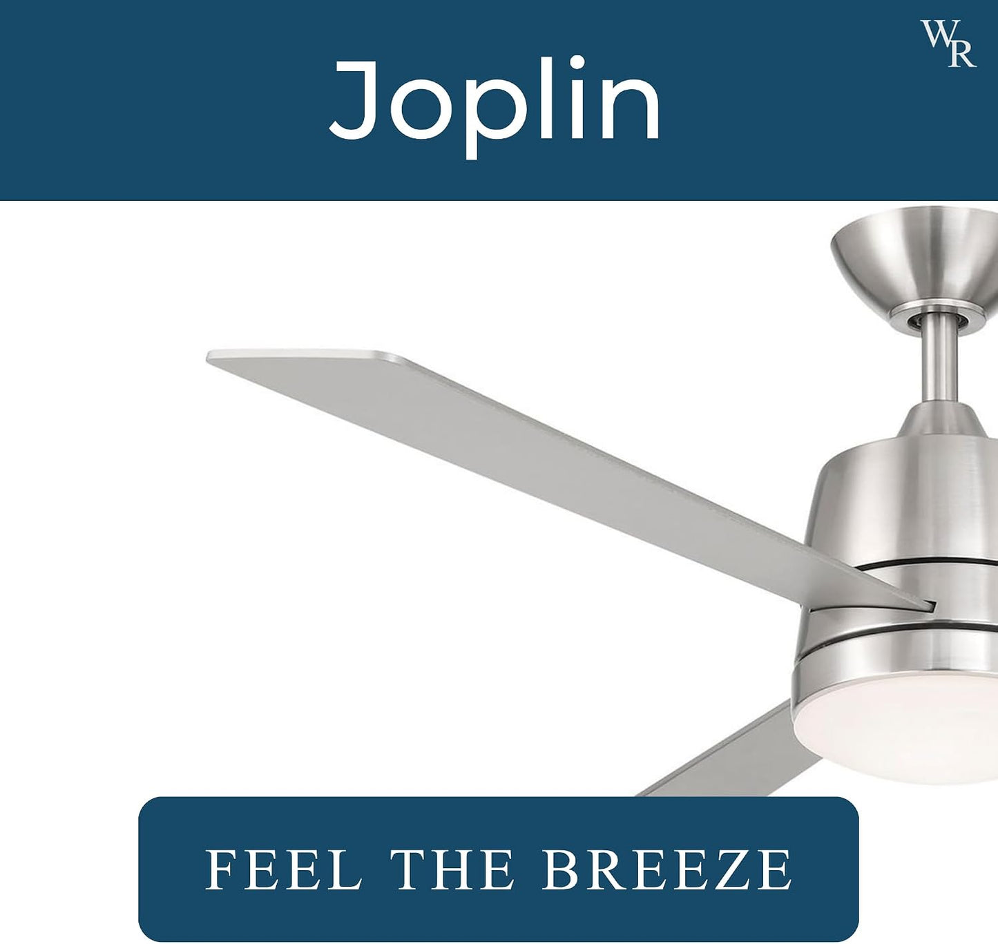 Wind River WR1520N Joplin 52 Inch Indoor Ceiling Fan | 1007 Lumens Integrated LED 3000K | Satin Nickel Finish with Silver Blades | Dual Wall Control | 3 Speed AC Motor | Manual Reverse