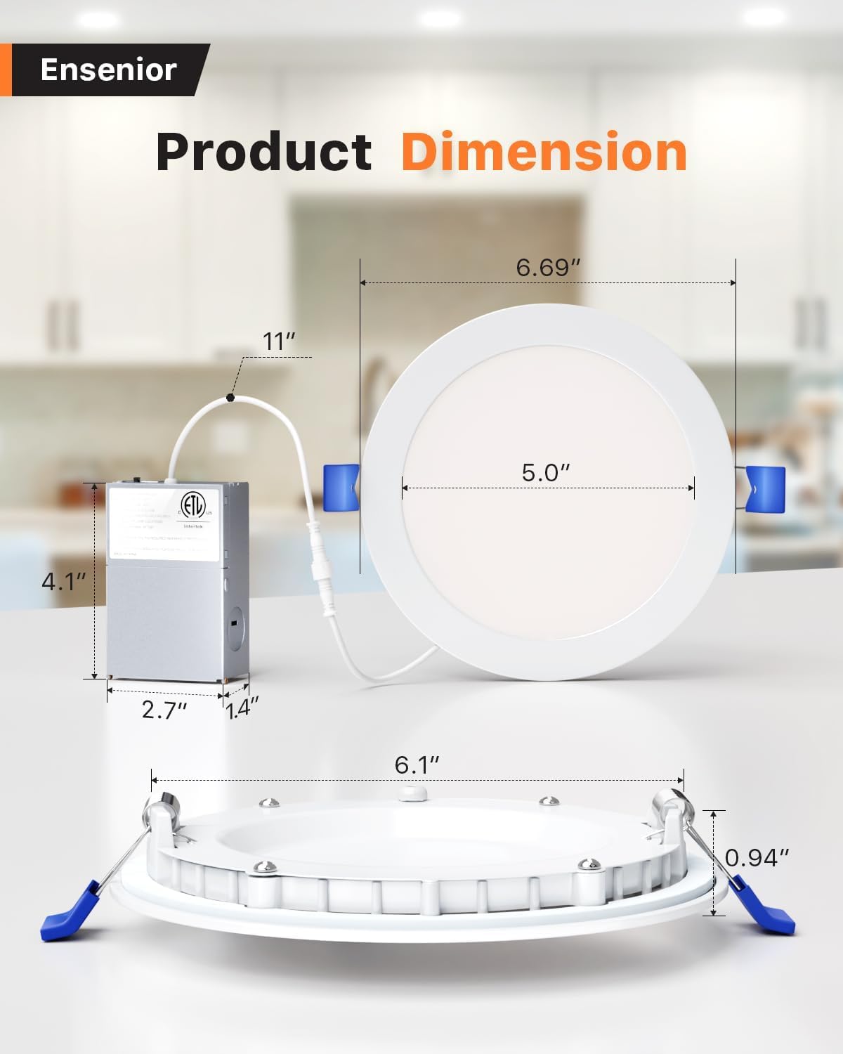 24 Pack 4 Inch Ultra-Thin LED Recessed Ceiling Light with Junction Box, 6000K Clear White, 9W 75W Eqv, Dimmable Can-Killer Downlight, 750LM High