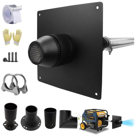 2025 Upgraded Generator Exhaust Extension Silencer Kit with Insulated Through-Wall Mounting Plate Reduce Noise By 52% Compatible With Firman H07552 Wh03242 T07571/3 Honda Eu6500/7000is Muffler
