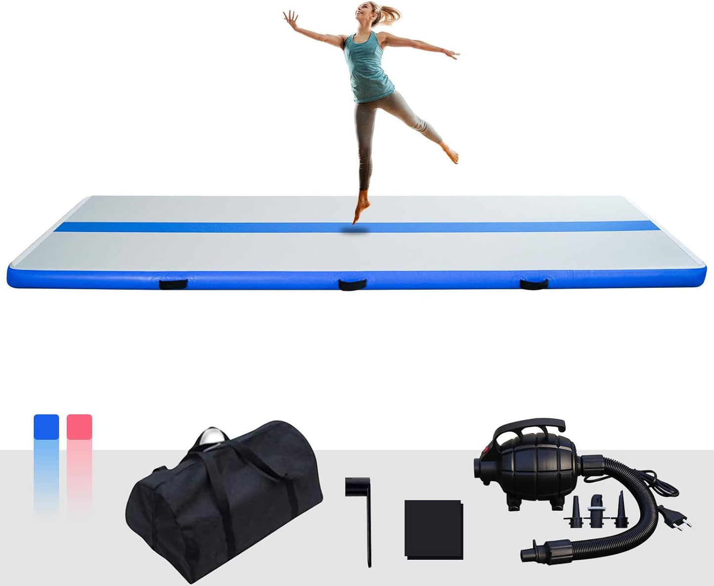 Inflatable Gymnastics 13ft Air Tumble Track Tumbling Mat 4inch Thick Air Floor Tumble Track with Electric Air Pump for