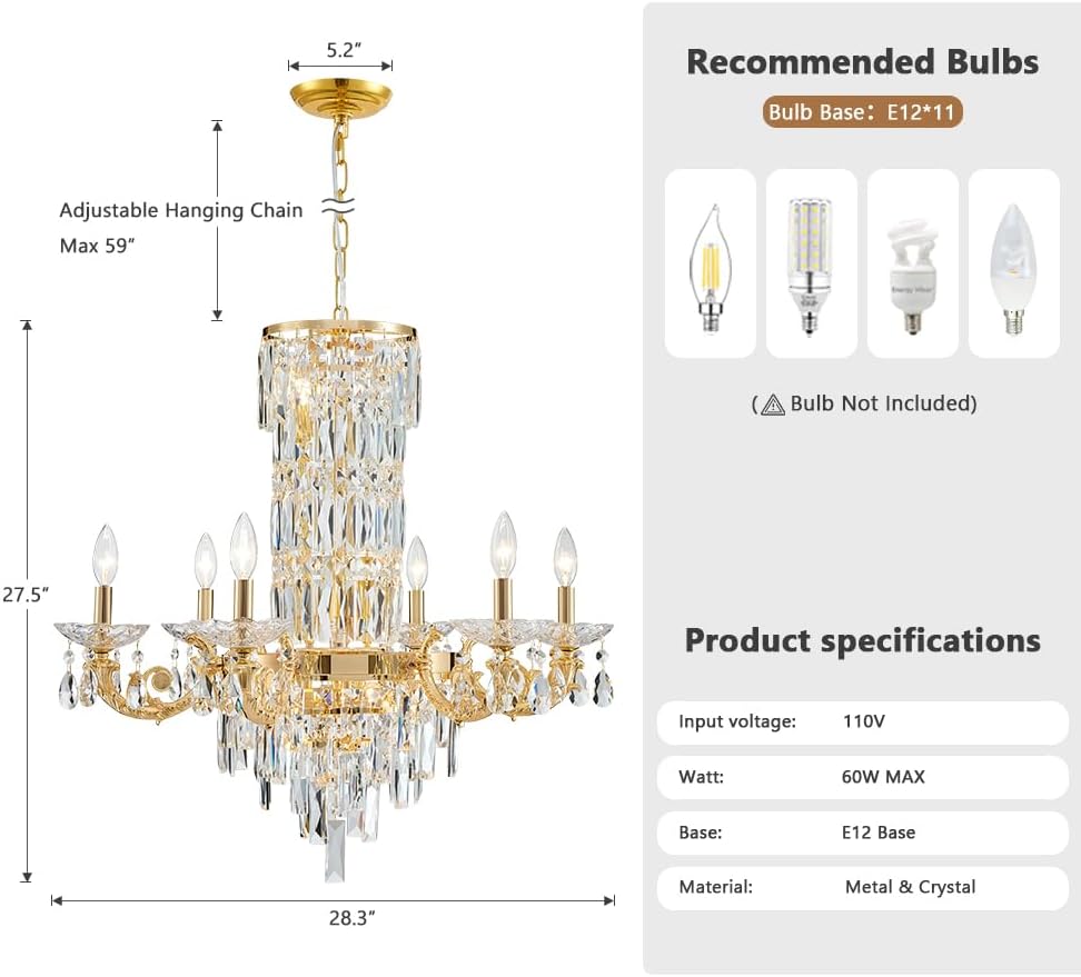 Gold Crystal Contemporary Chandelier Foyer Entryway Lighting, 11-Lights Luxury Chandeliers Modern