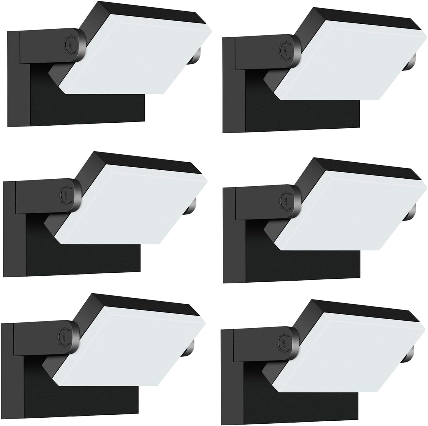 LEDMO Outdoor LED Flood Lights - 60W Black 360 Adjustable Head Exterior Lighting Fixture 5000K Waterproof Wall Mount Yar