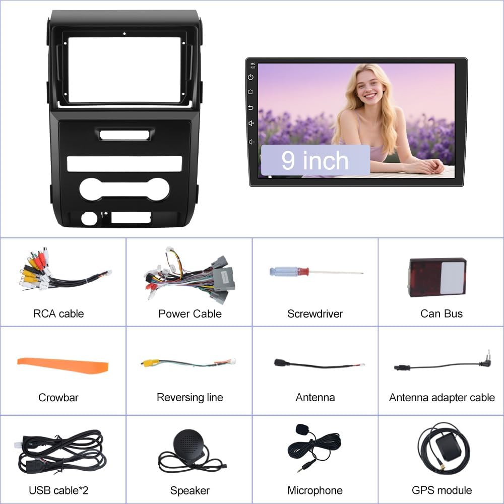 Junsun 5G WiFi 64GB ROM Car Radio Stereo for Ford F150 2009 2010 2011 2012,Wireless CarPlay/Android Auto,9" HD IPS Touch Display Support Rearview GPS DSP RDS Bluetooth 5.0 AM/FM Stereo