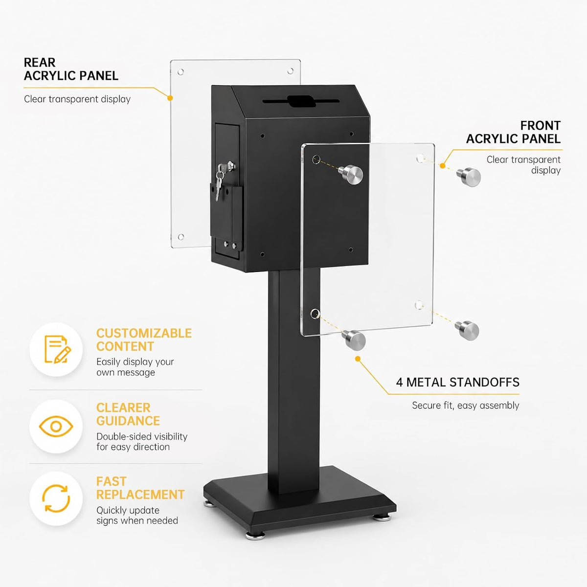 Suggestion Donation-Offering Box Standing - Metal Suggestion Box with Lock for Voting Donations Elections