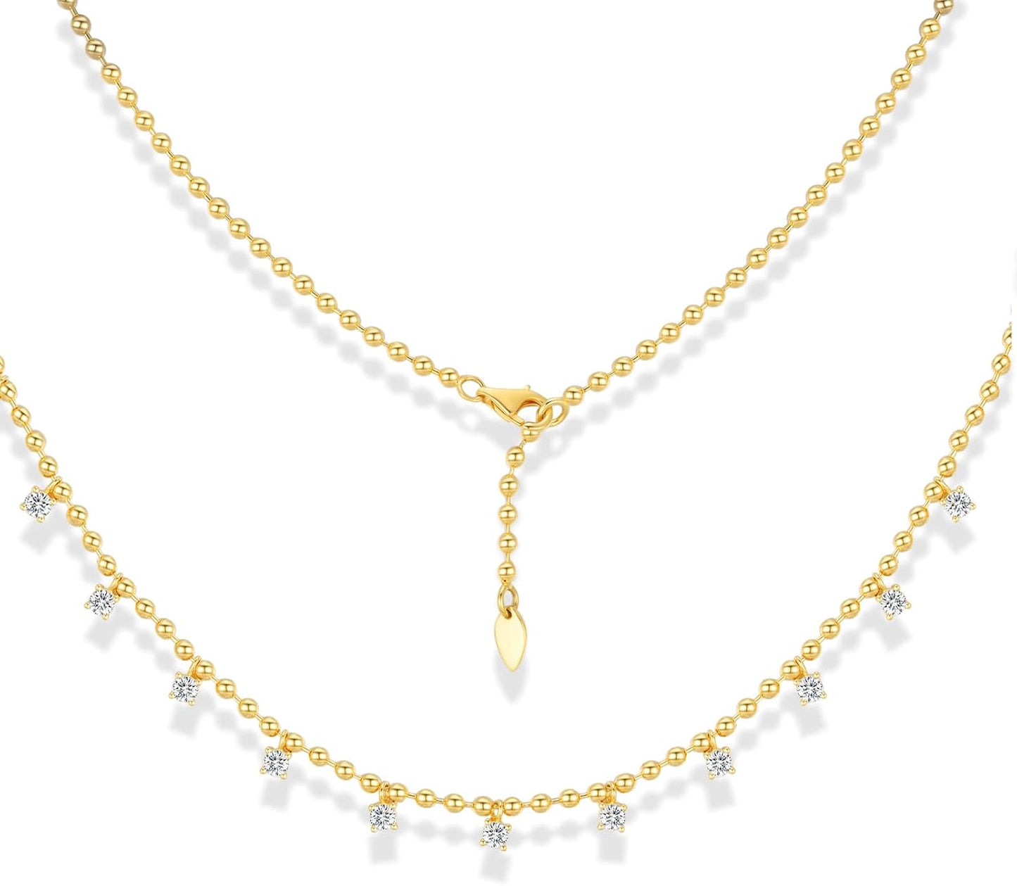 SugarTang Necklaces for Women, Moissanite Diamond Necklaces for Women Trendy, Gold Plated Necklaces for Girls, Adjustable Necklaces Pendant Chain for