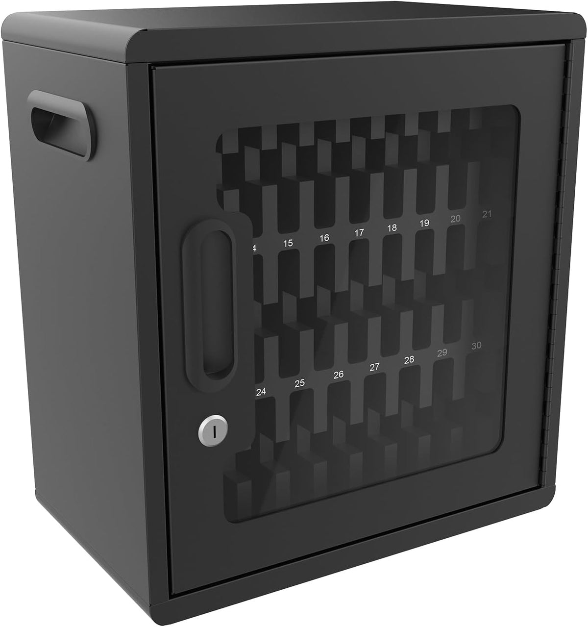 Luxor CHZZ001 CellGuard Phone Storage Cabinet, Cell Phone Locker for Classroom with 32 Foam Slots, Locking Acrylic Door, Powder-Coated Steel, Black