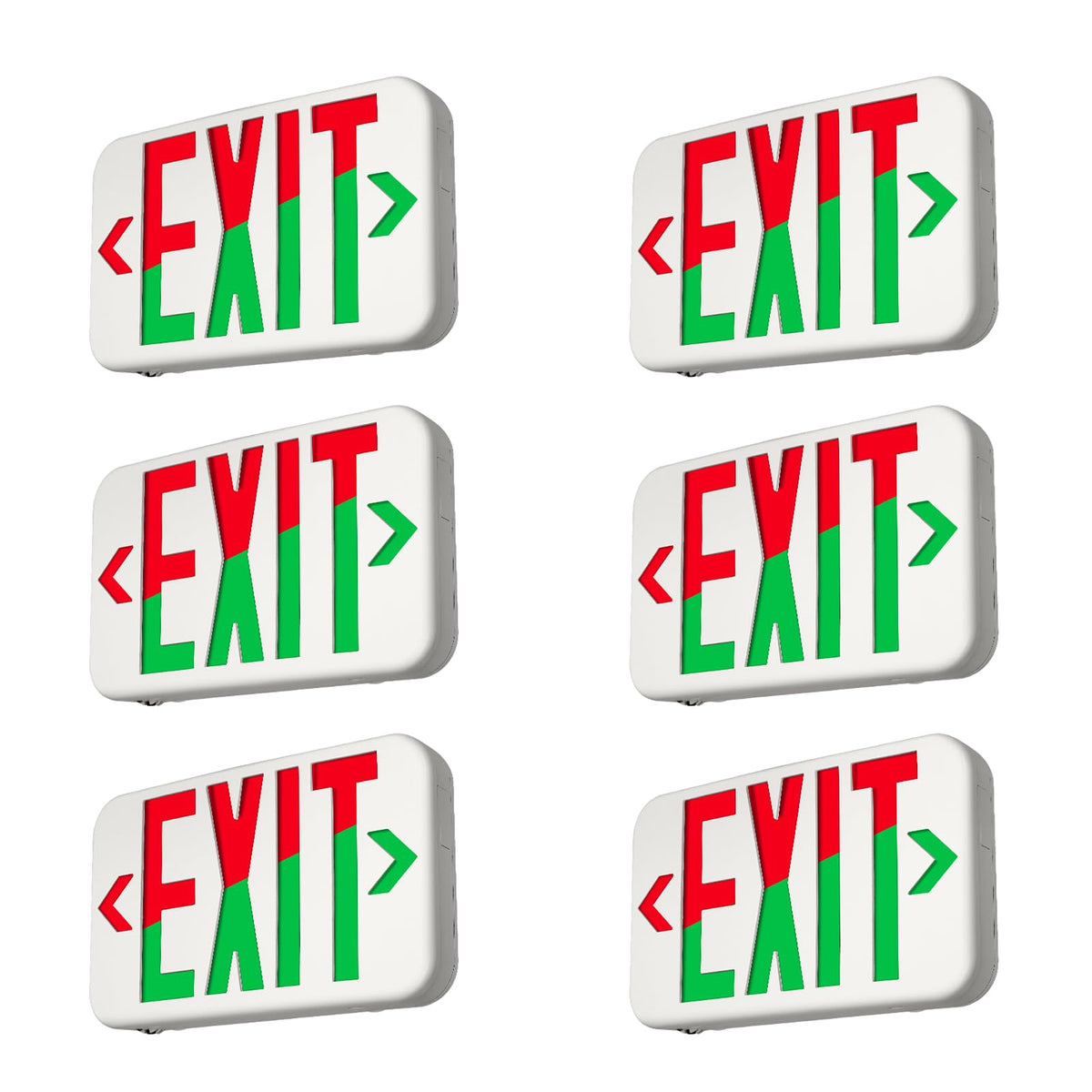 GKOLED Double-Sided LED Exit Sign, Switchable Color, Emergency Light, 6Pack