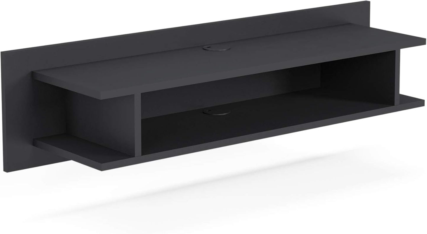 MinimaDecor Mid-Century Modern TV Stand Entertainment Center Media Console, Open Shelves, 43', Lucio, Black