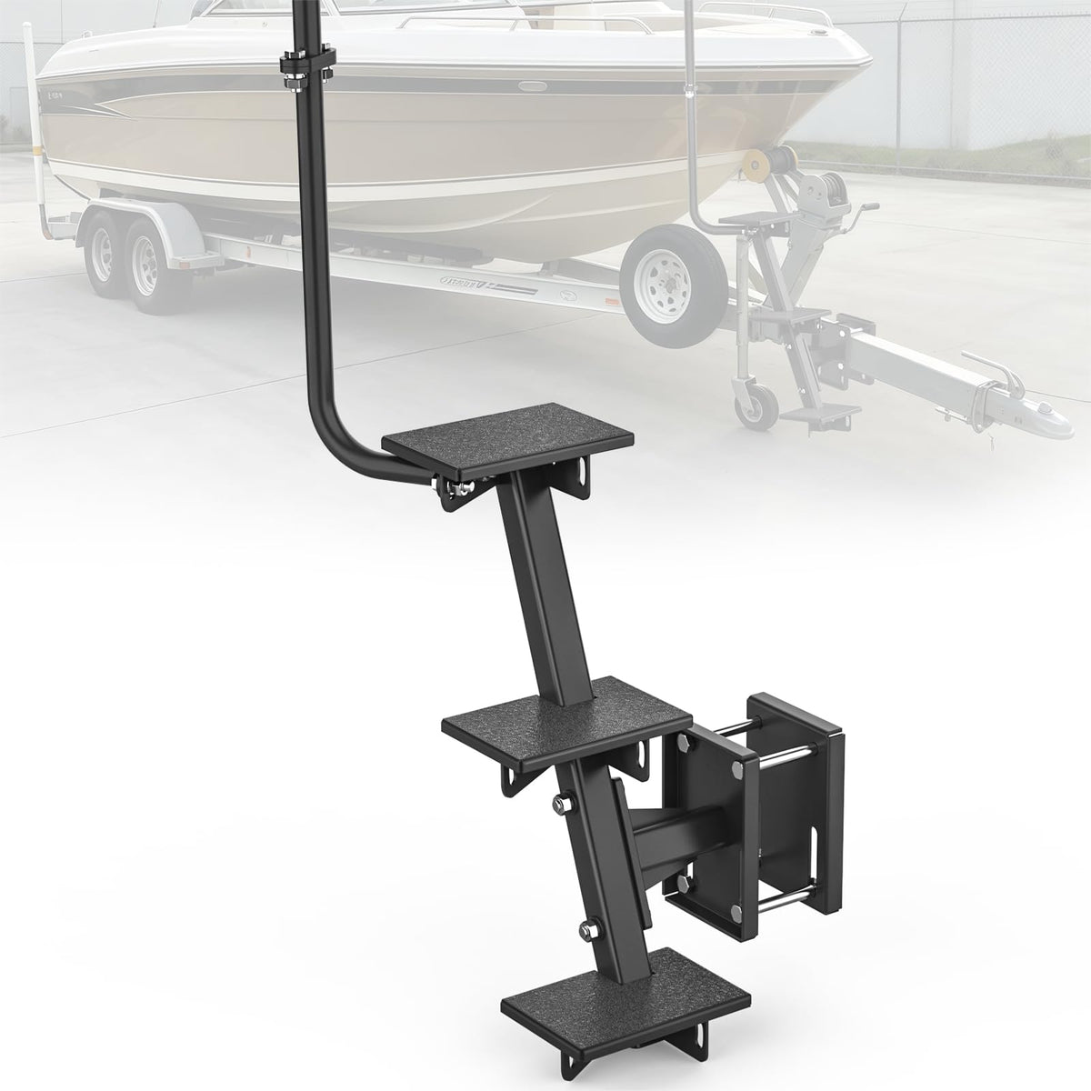 Heavy Duty Boat Trailer Steps, Fits 3"x3", 4"x4" & 3"x5", 880 lb Capacity Side-Mounted Boat Trailer Steps 1