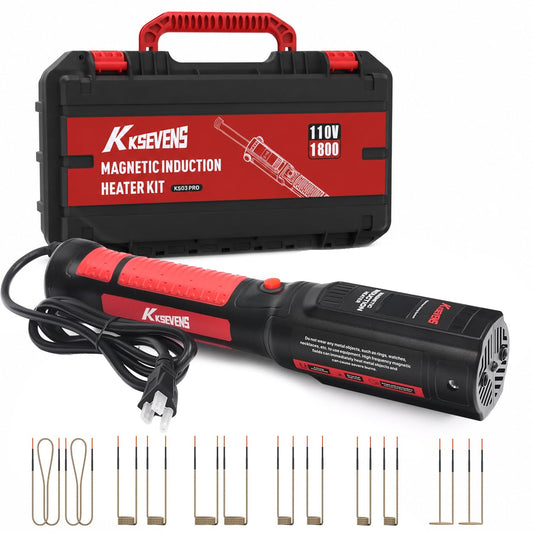 Induction Heater 1800W, Magnetic Handheld Tool with 12 Coils & Toolbox for Automotive Repair, Rusty Bolt & Screw Removal,Black