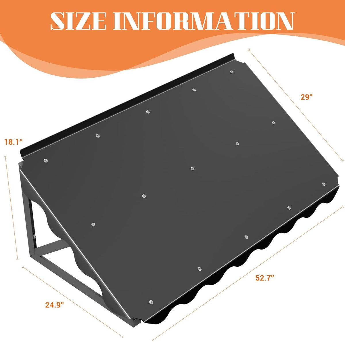 Awning for Door Entrance, 52.7" x 29" Polycarbonate Door/Window Awning Exterior with Fixed Triangular Steel Frame, Metal Canopy for Porch, Patio, Balconies, All-Weather, Rain/Snow Protection
