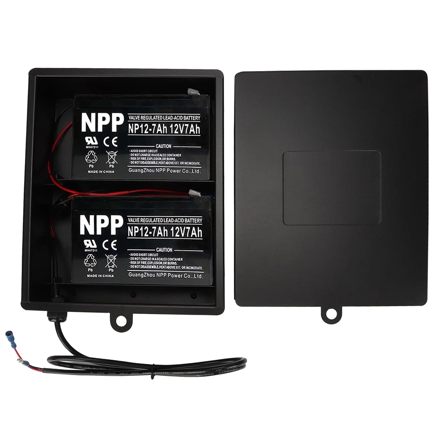 New Upgraded Steel Battery Box with 2 Batteries Kit(12V 7AH Lead-Acid), for 12/24V Driveway Swing Gate Opener, Upgraded ABBT Battery Box Kit (Kit with 2 Batteries)