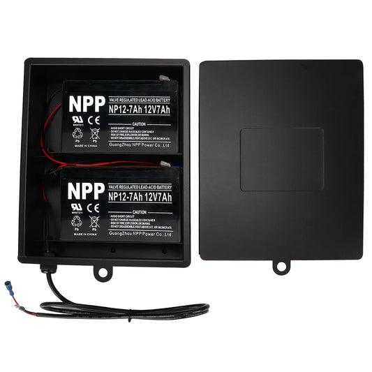 New Upgraded Steel Battery Box with 2 Batteries Kit(12V 7AH Lead-Acid), for 12/24V Driveway Swing Gate Opener, Upgraded ABBT Battery Box Kit (Kit with 2 Batteries)