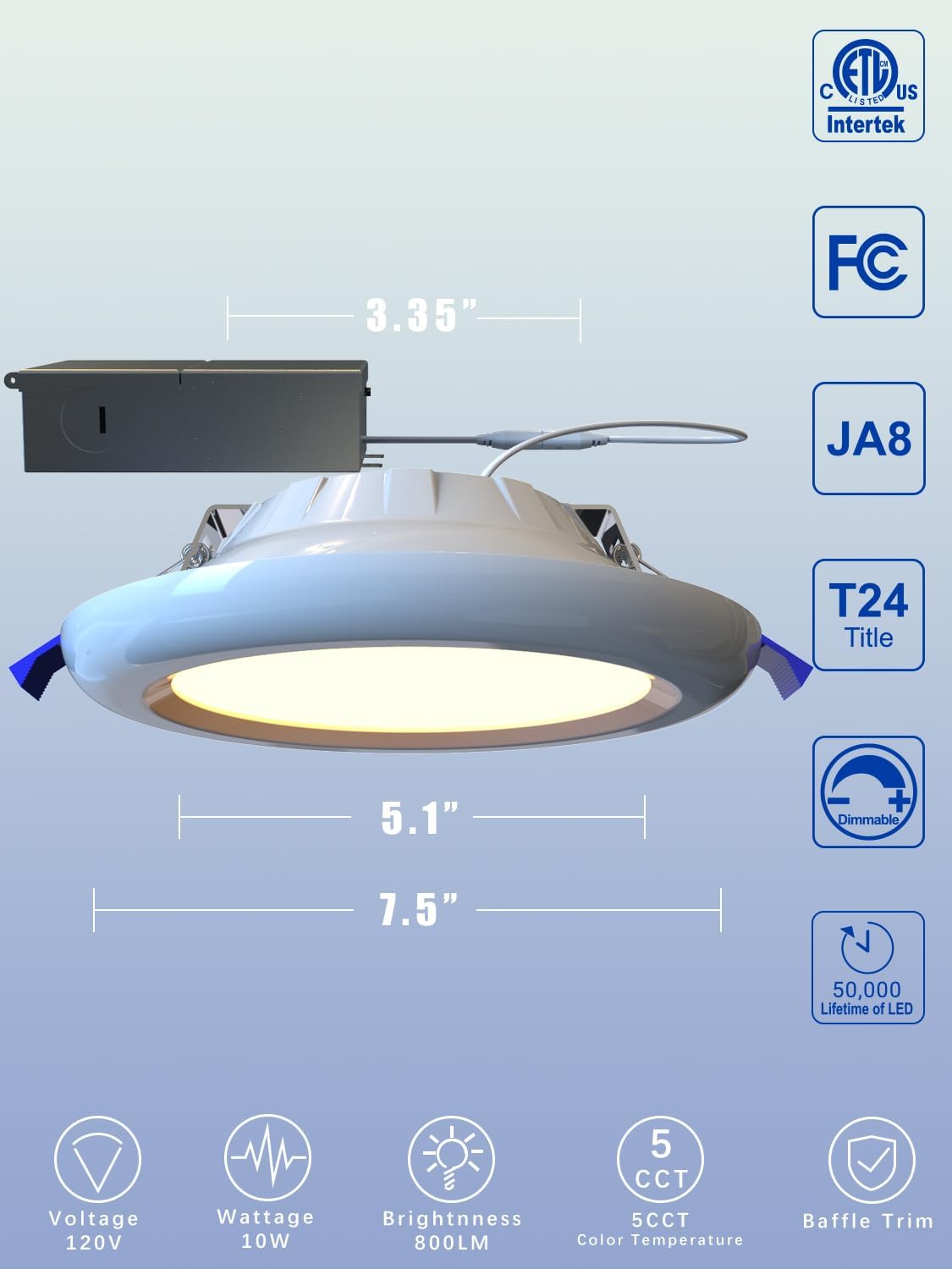 AKIHE 12 Pack Recessed Lighting 6 Inch,Retrofit LED with Junction Box,10W,800LM Brightness,Dimmable(10-100%),5CCT Adjustme