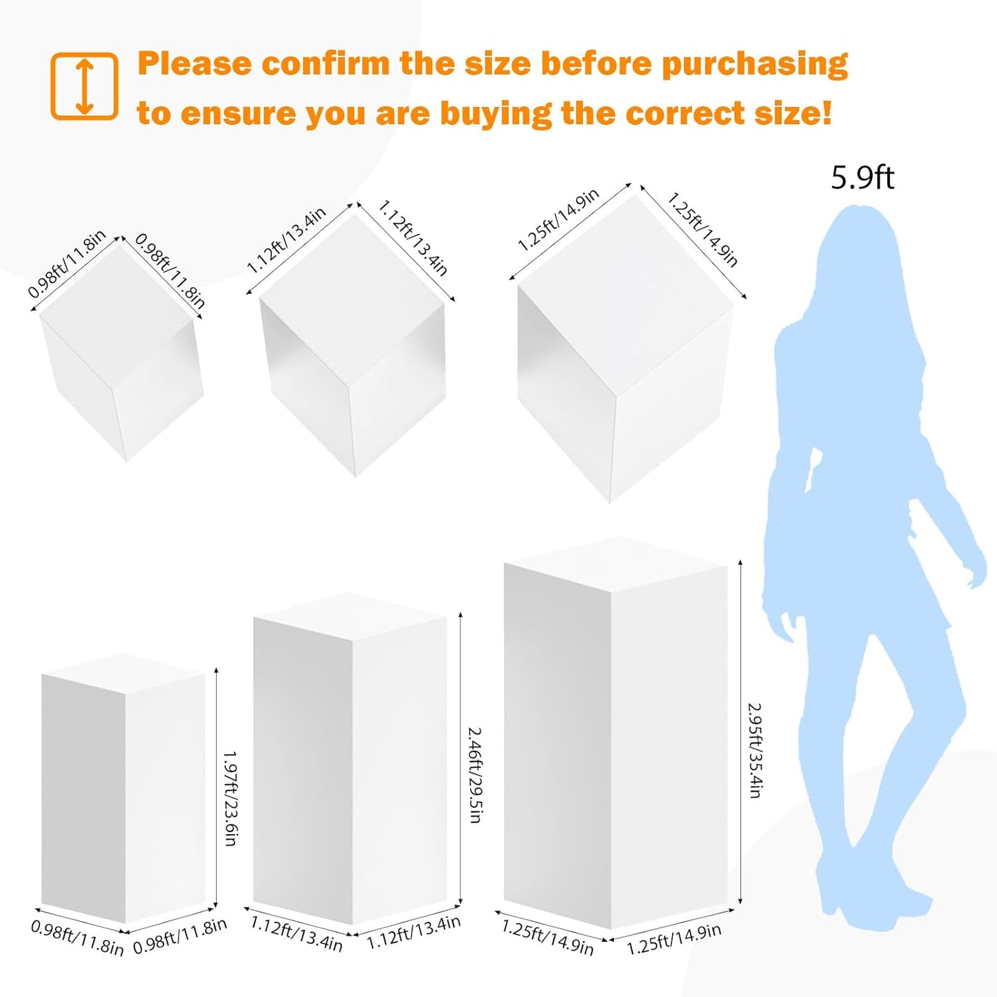 3PCS Square White Metal Display Pedestal Stand for Various Occasions