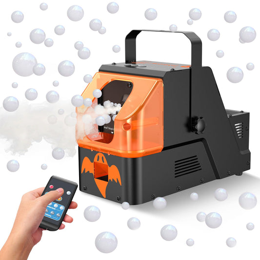450W Fog Bubble Machine, WOOYE 3-in-1 Smoke Bubble Machine with Remote Controller, Produce Colorful Bubbles Foggy Bubbles Abundant Fog for Halloween Christmas Holiday Stages Wedding Clubs