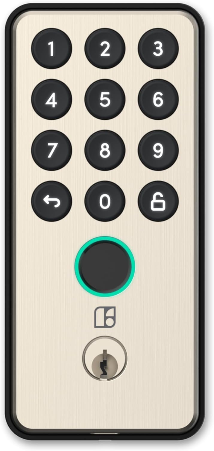 Deadbolt Go Smart Lock (Satin Nickel) w/Fingerprint, Digital Keys, Remote PIN Codes, Apple Watch & Alexa w/WiFi Bridge (sold separately) - ANSI/BHMA