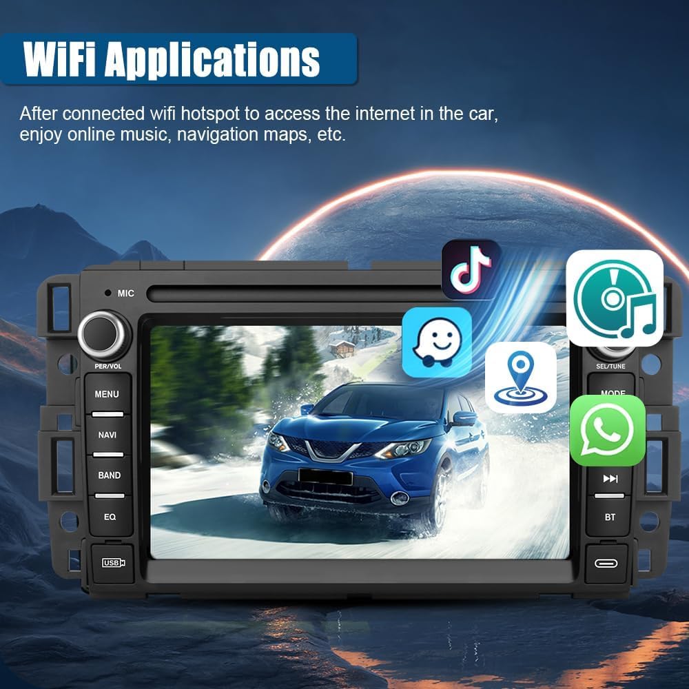 AWESAFE【2+64GB】 Android Car Stereo for Chevy Silverado GMC Sierra Yukon 2007-2013, 7 INCH Touch Screen Silverado Radio Replacement with GPS Navigation CarPlay Android Auto Multimedia Video Player