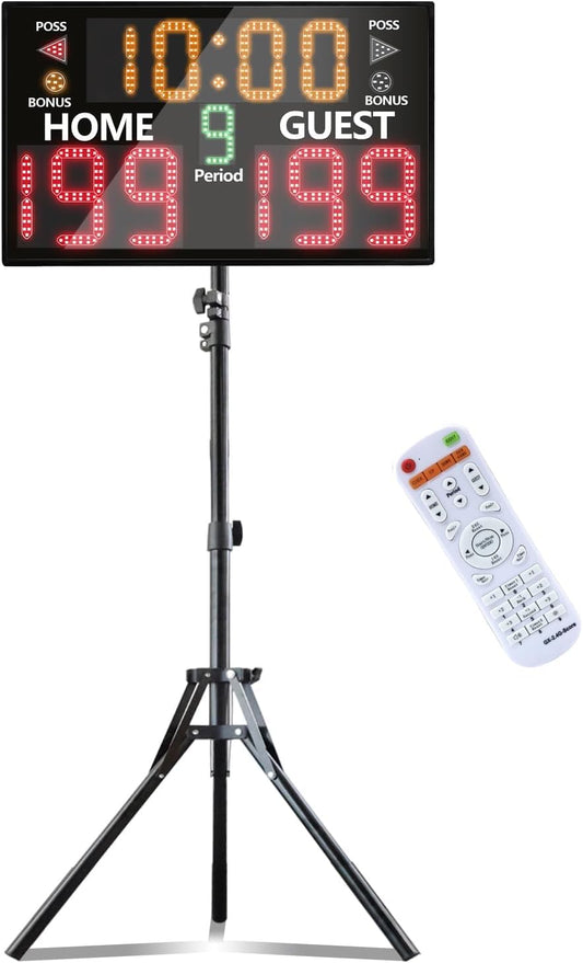 YZ Bigger LED Digital Scoreboard, Portable Scoreboard Basketball with Timer Clock, Electronic Scoreboard with Remote, Tabletop Scoreboard Clock, Score Keeper for Outdoor Game