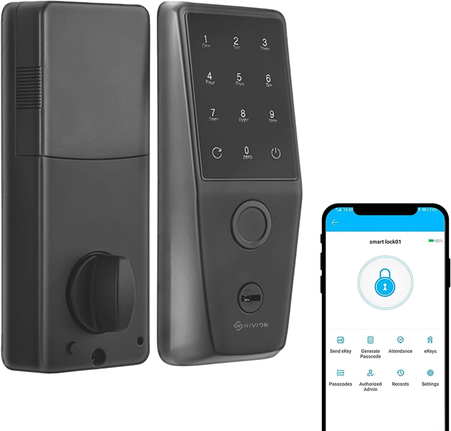 Security Smart Lock NS-01, Fingerprint Keyless Entry Door Lock, Built-in Wi-Fi, App Remote Control, Front Door Smart Lock Deadbolt