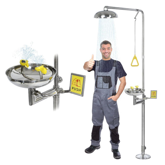 Combination Eye Wash Shower Station OSHA Approved SS304 Safety Shower with Eyewash