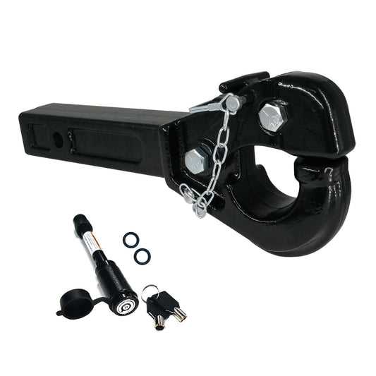 Heavy-Duty Pintle Hitch for 2 Inch Receiver, 33,000 lbs Towing Capacity, Pintle Trailer Hitch with 1 Hitch Pin Lock, Flexible Hook & High-Strength Carbon Steel Design, Fit for Trucks, SUVs