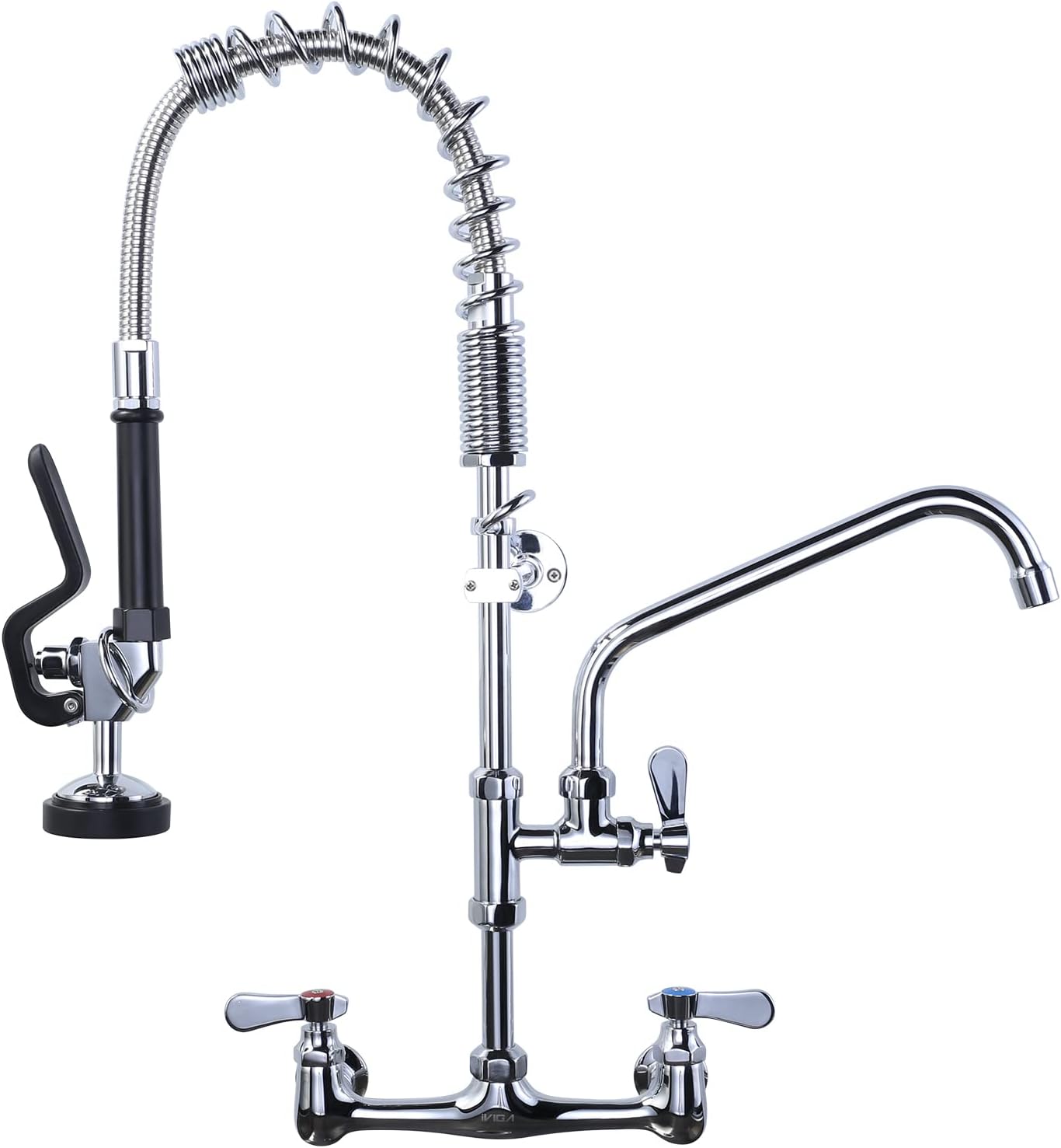 ALEASHA 25 Inches Commercial Faucet with Sprayer, Commercial Sink Faucet with 8 Inches Adjustable Center, Commercial Wall Mount Faucet with 9.6