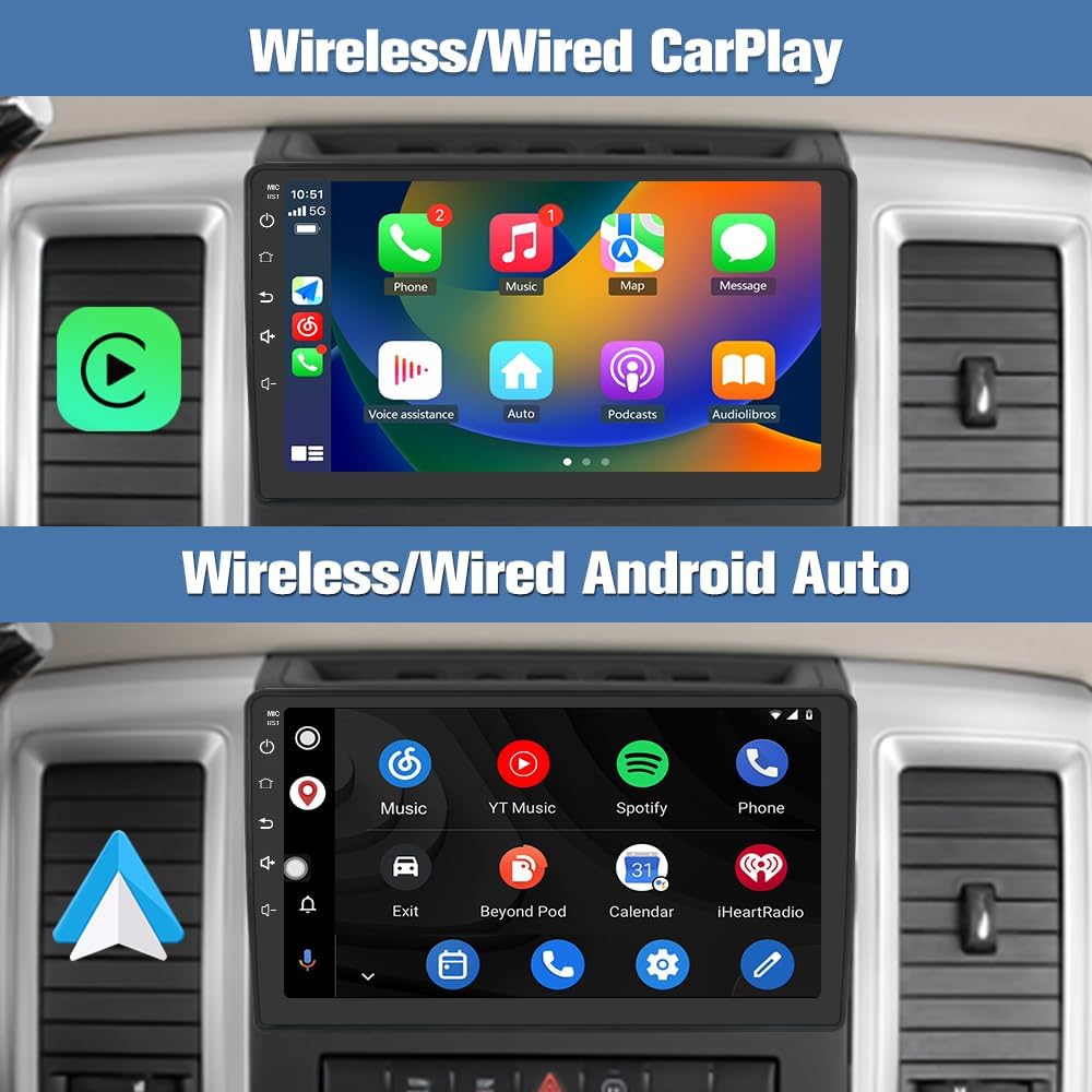 Car Radio Android Auto & CarPlay for Dodge Ram 1500 2500 3500 2009 2010 2011 2012