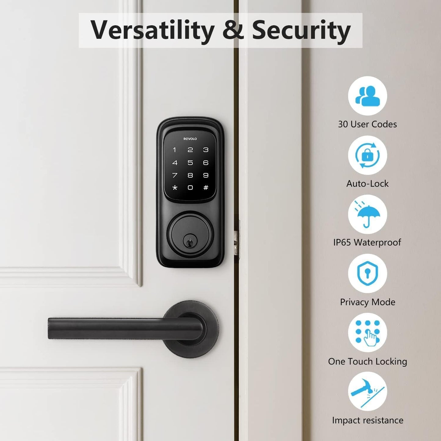 Keyless Entry Door Lock with Keypad - Front Door Lock with 2 Keys - Auto Lock - Easy Installation