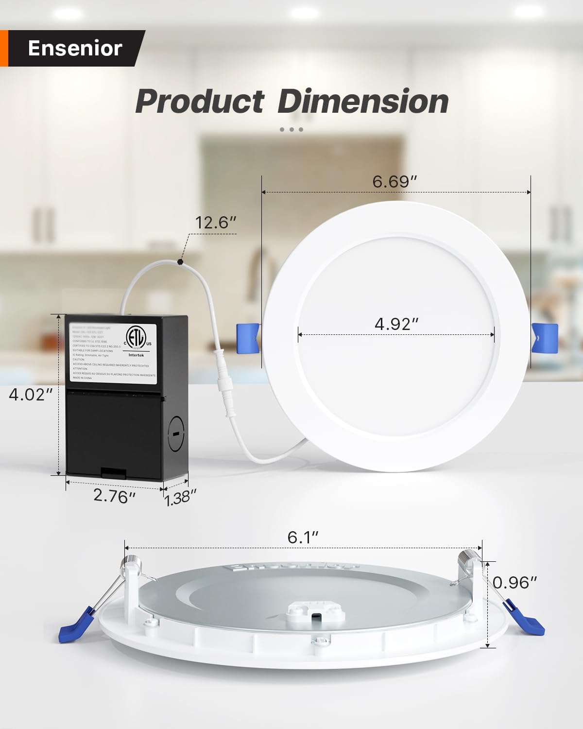 Ensenior 16 Pack 6 Inch Ultra-Thin LED Recessed Lighting with Junction Box, 2700K/3000K/3500K/4000K/5000K - 5CCT Selectable, 11W Eqv 110W, Dimmable