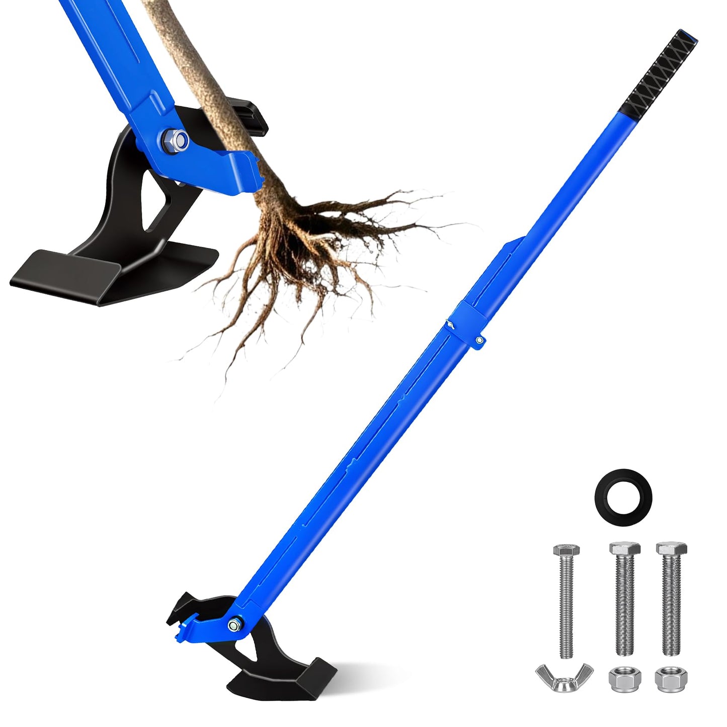 62" H Heavy-Duty Tree Puller for ¼ to 2" Roots, Large Size Sapling Puller Fully Uproots Trees, Shrubs, Vines and Thorns, Fit for Garden, Farm, Forestry, Widened Working Surface, Foldable Design