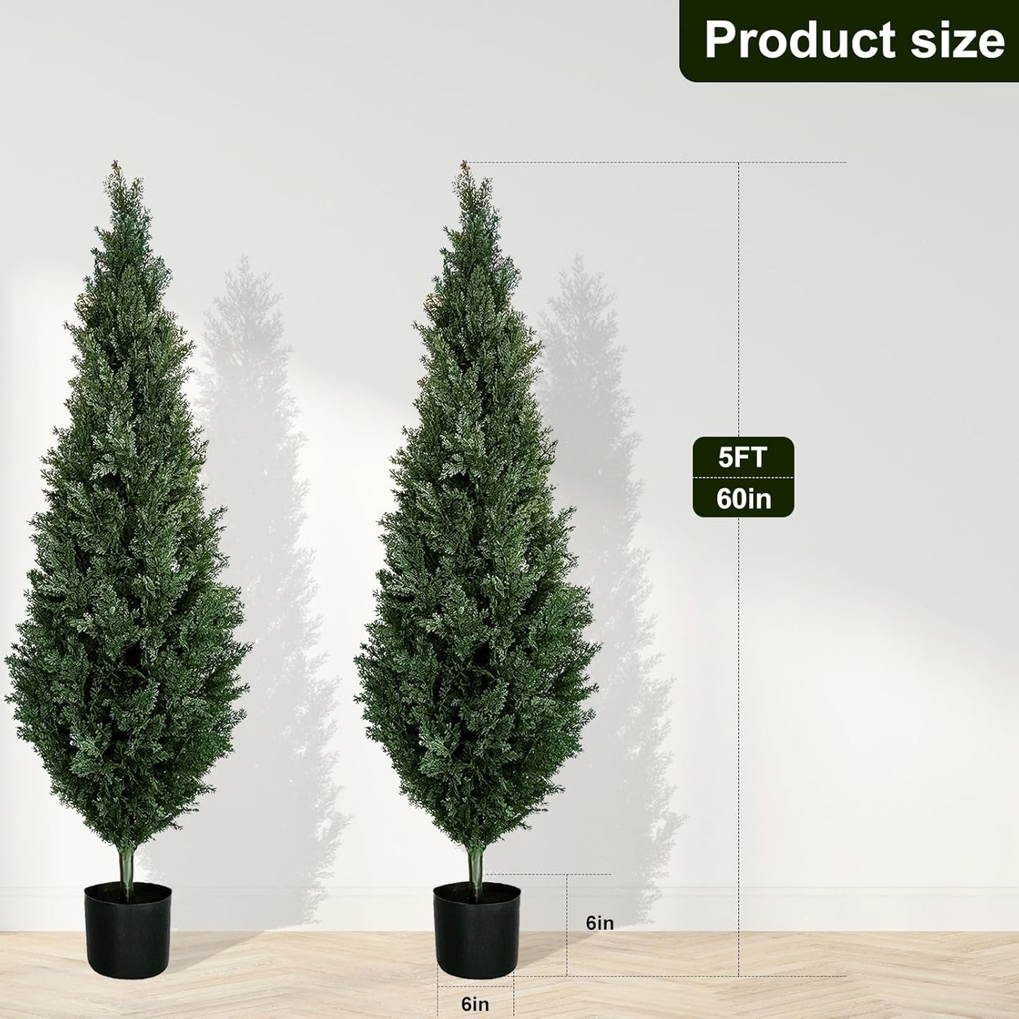 5 FT Plantation of Cedar Plants Outdoors, Artificial Pine Trees are UV-Resistant and Potted for Indoor and Outdoor Front Porch Decoration.