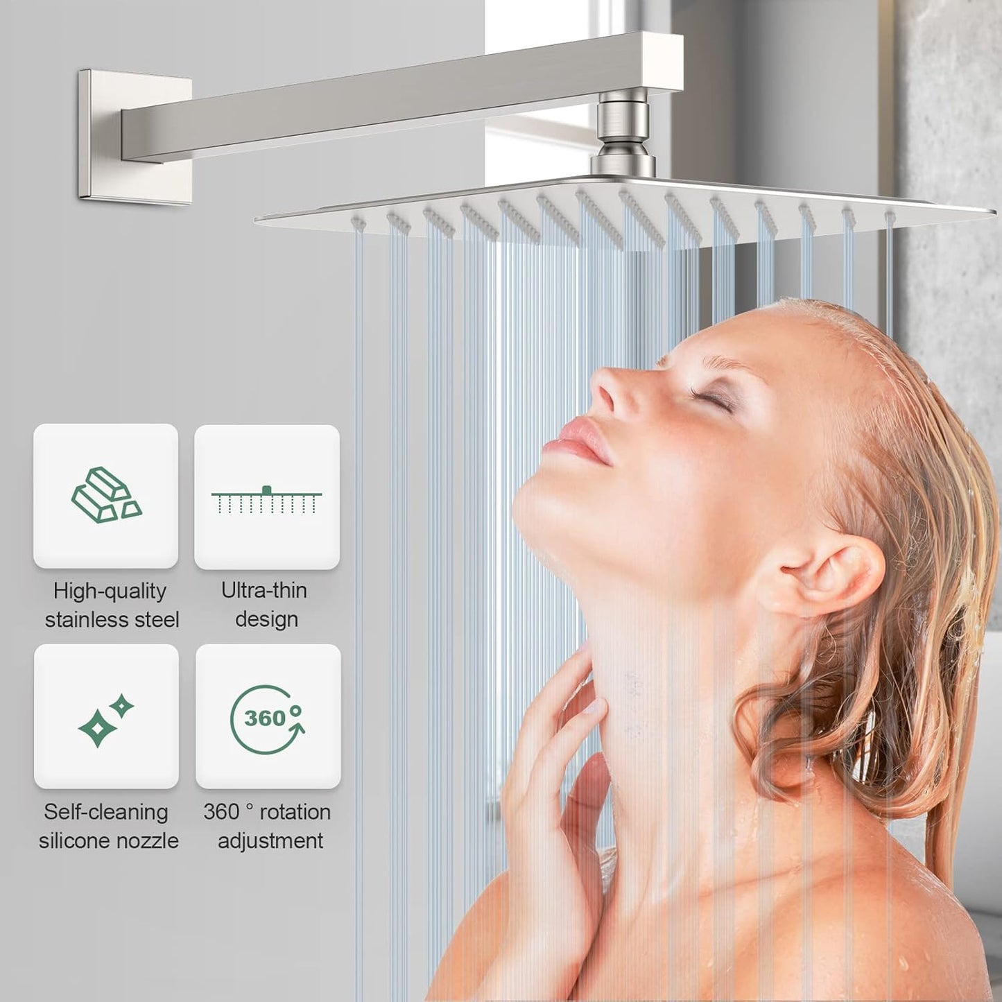 Rain Shower Faucet System Set: Rainfall Shower Faucets Sets Complete Shower Combo Set, Wall Mounted Modern Luxury Shower Systems with Rain Shower and