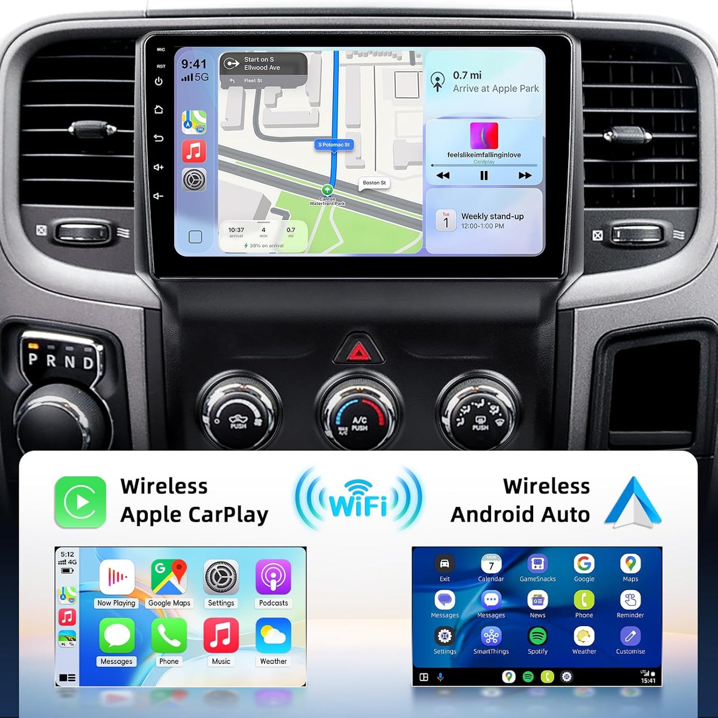 Car Stereo for Dodge RAM 1500 2500 3500 2013-2018,2+64G Android 13 Touch Screen Radio with Wireless CarPlay Android Auto Backup Camera(Only fit Manual AC)