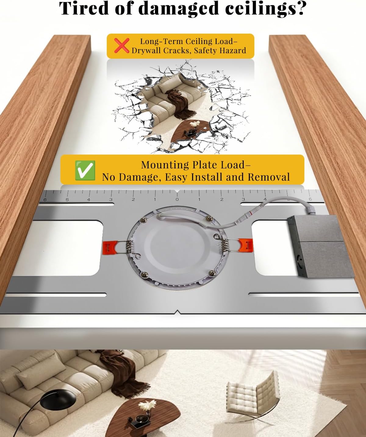 New Construction Mounting Plate - for 4 inch Led Recessed Light | 24 Packs, Measurement Marks, 26 inch Wafer Light Rough in Plate, Screws Included, Adjustable Slots, Galvanized Steel for 4 inch Recessed Light