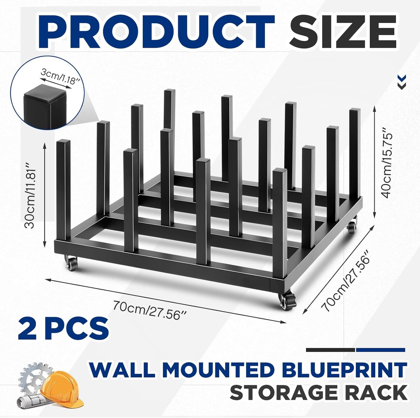 2 Pcs Vinyl Storage Cart Mobile Rack 16 Roll Vinyl Roll Holder Square Core Vinyl Organizer Utility Carts Heavy Duty Digital Media for Mobile Storage