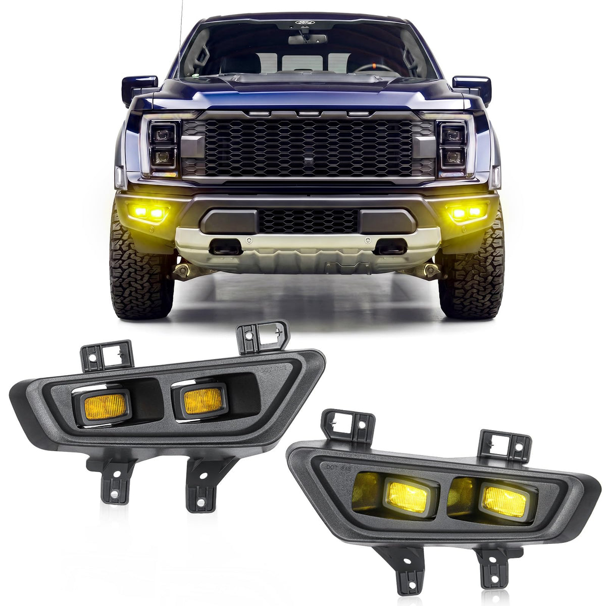 LED Fog Lights for 2021-2025 Ford F150 Raptor | Only Raptor Model C2|2021-2025 F150 Raptor |Yellow Light