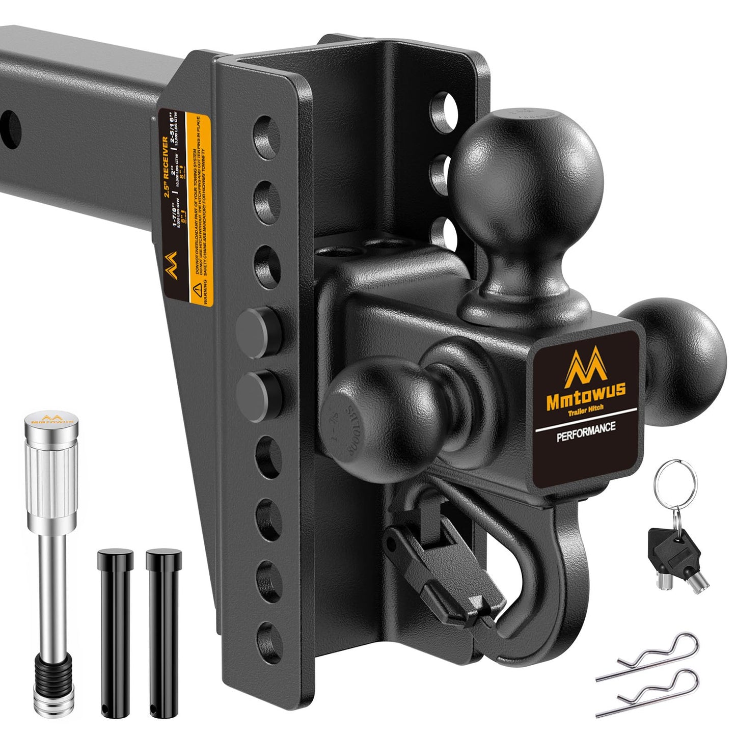 Adjustable Trailer Hitch -Drop Hitch Fit 2.5" Receiver-8" Drop/Rise