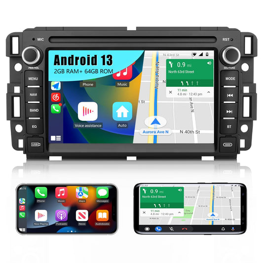 AWESAFE【2+64GB】 Android Car Stereo for Chevy Silverado GMC Sierra Yukon 2007-2013, 7 INCH Touch Screen Silverado Radio Replacement with GPS Navigation CarPlay Android Auto Multimedia Video Player