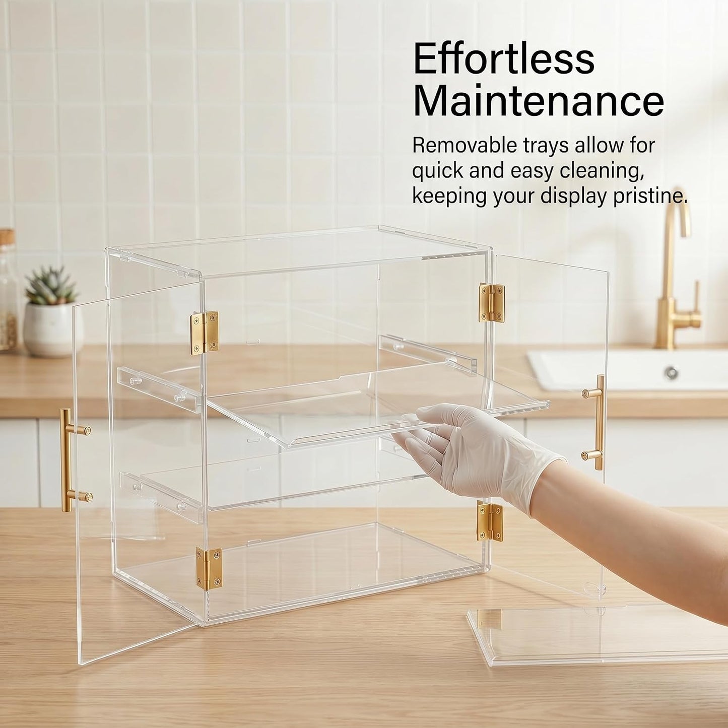3-Tier Acrylic Bakery Display Case with Removable Trays, Clear Pastry Cabinet Countertop Bread Storage Box for Kitchen Bakery Shop – Ideal for Bread, Bagels, Donuts, Desserts