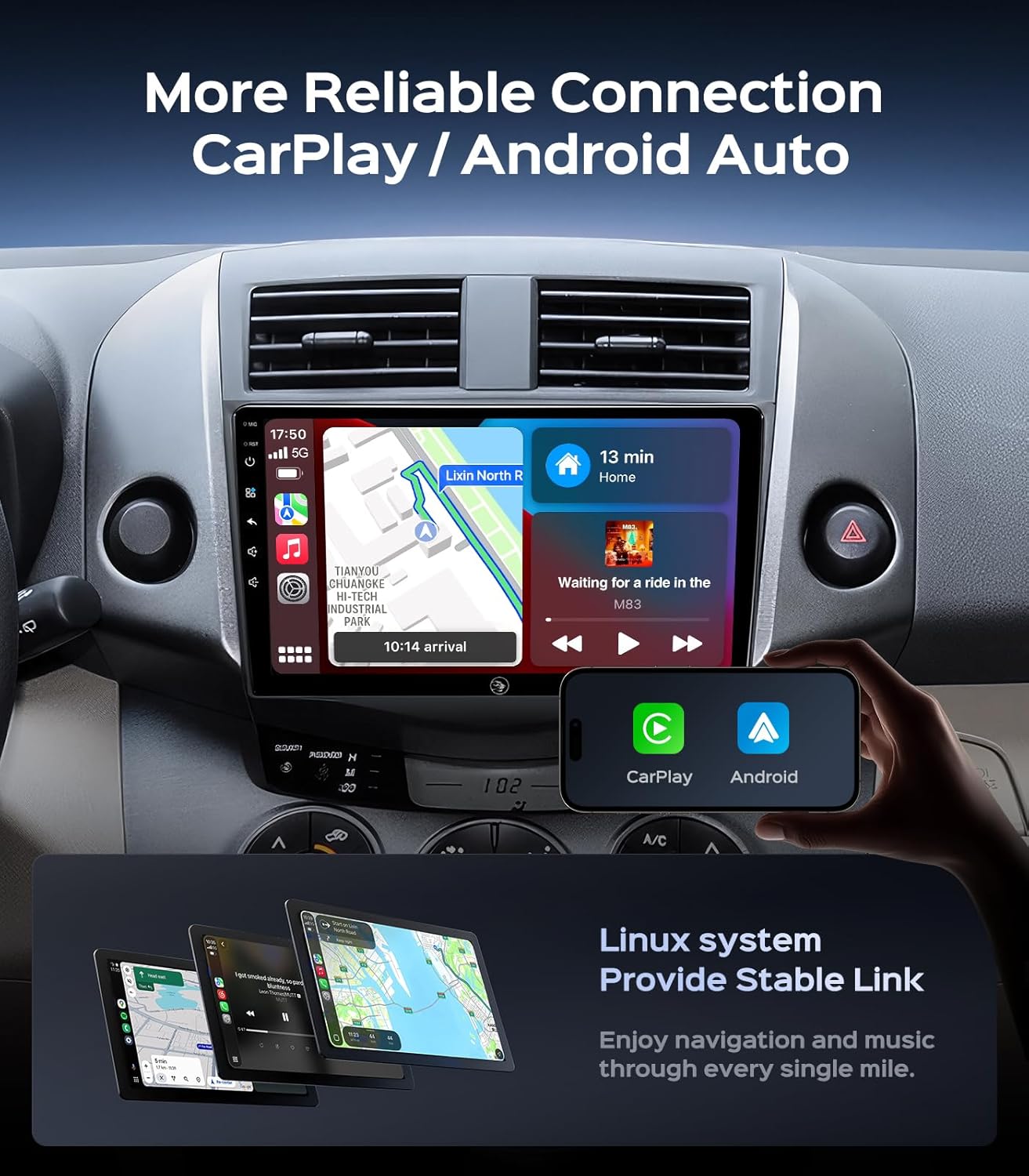 Car Radio Stereo for Toyota RAV4 2006-2011, 9 Inch Touchscreen Wireless CarPlay Android Auto GPS Navigation Head Unit WiFi Bluetooth FM/AM SWC