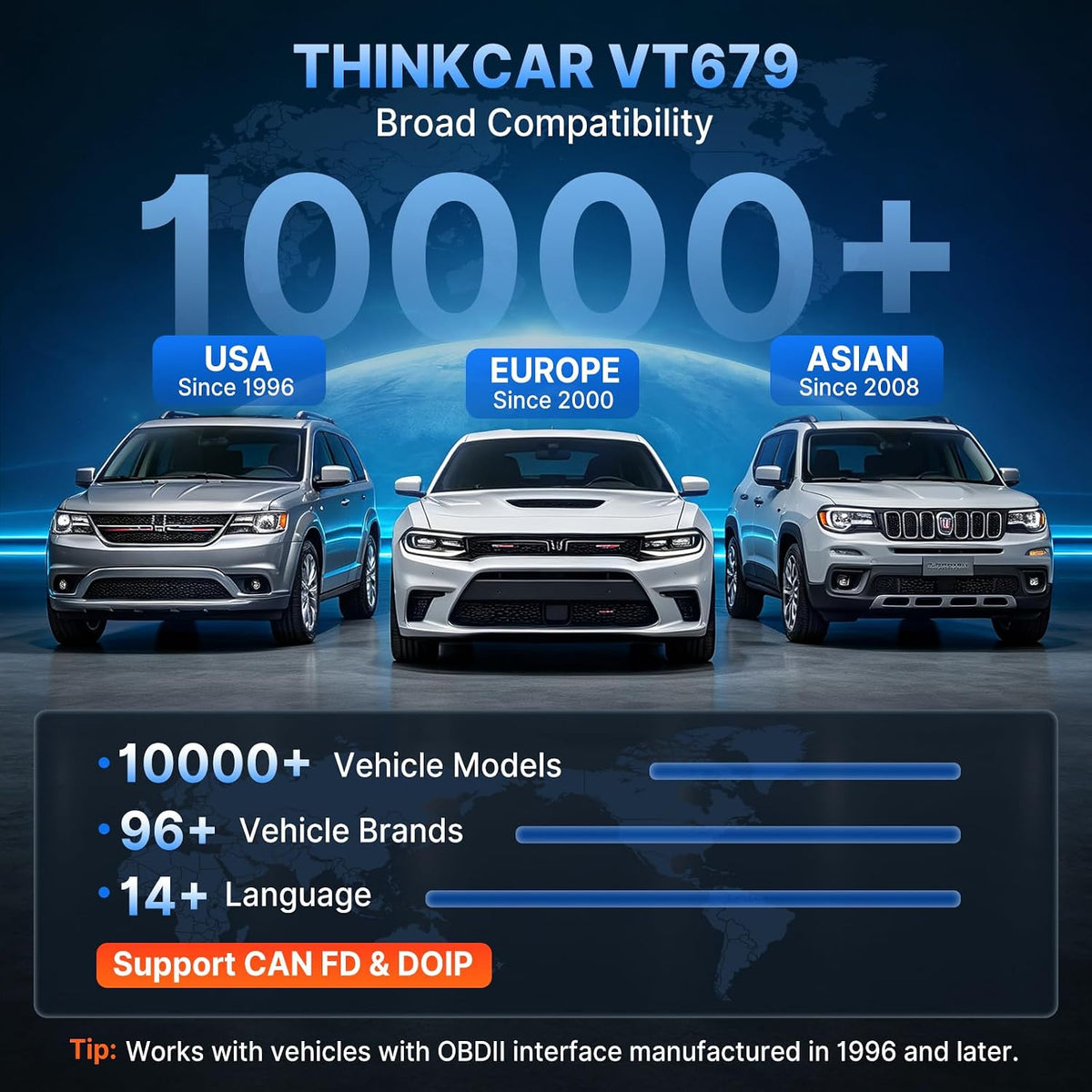 THINKCAR VT679 2-in-1 Bidirectional OBD2 Scanner & TPMS Relearn/Scan Tool
